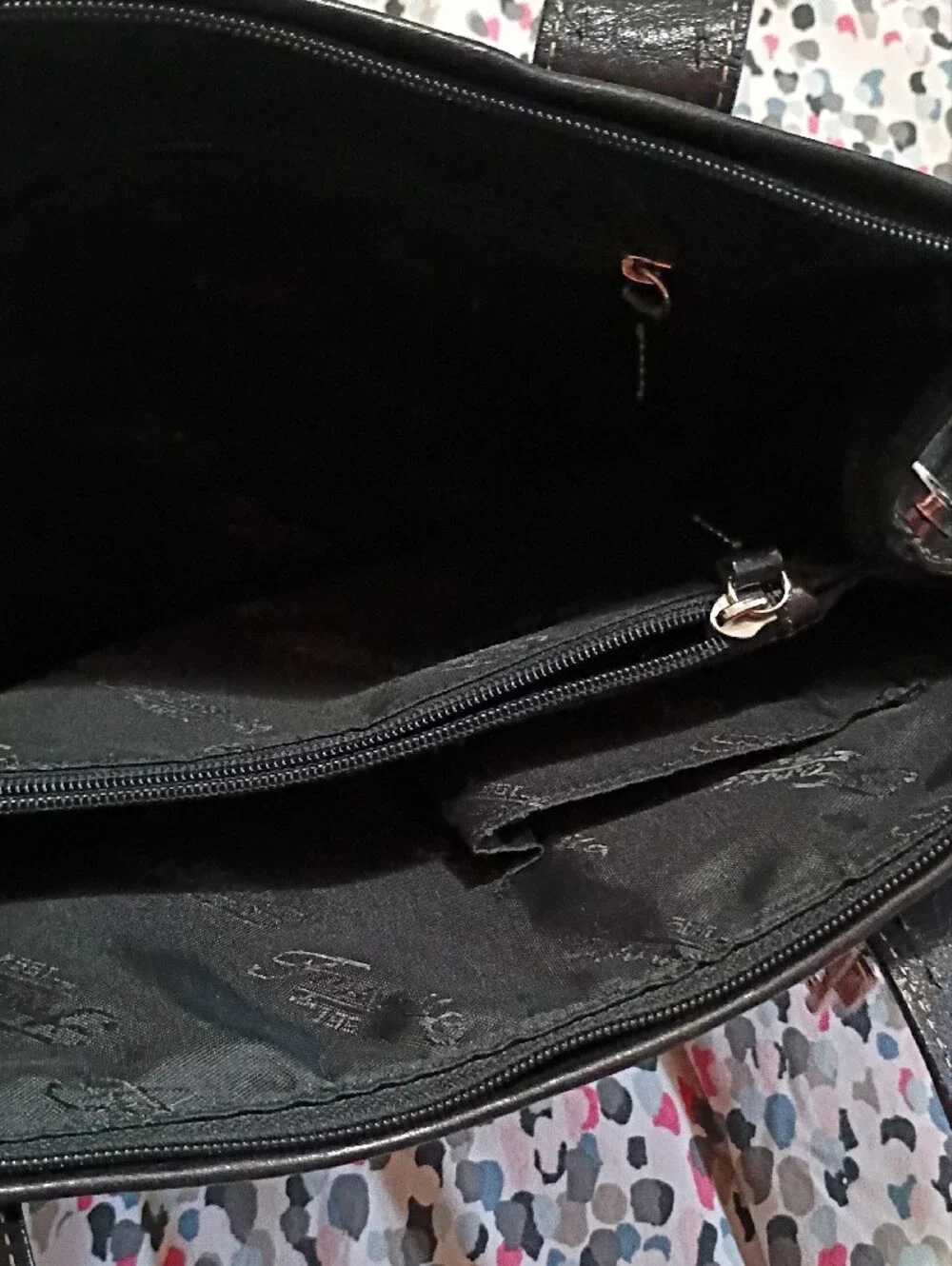 Fossil Black Leather Shoulder Tote with Key Charm